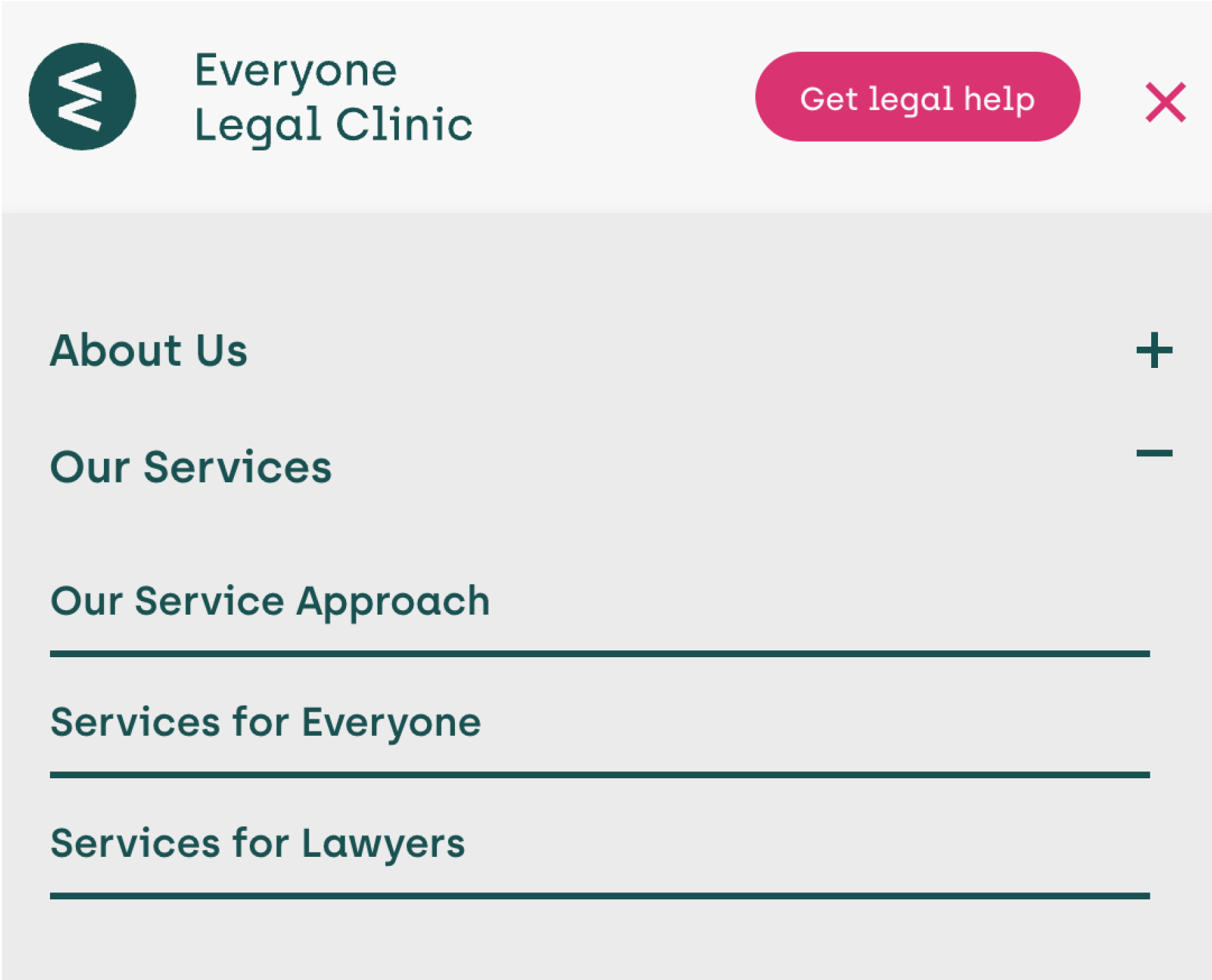 Get Legal Help detail screenshot of the web design