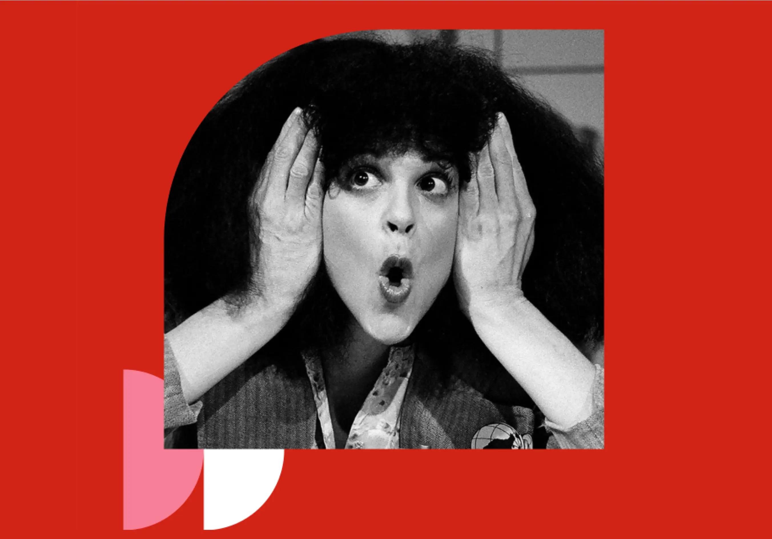 A close-up of the Gilda's Club Greater Toronto website featuring rounded geometric shapes masking a black and white image of a woman (Gilda Radner).