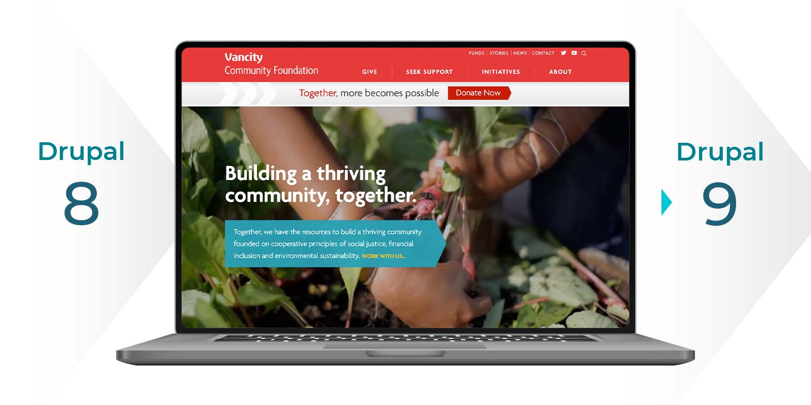 Image of a laptop with the Vancity Community Foundation website on the screen.