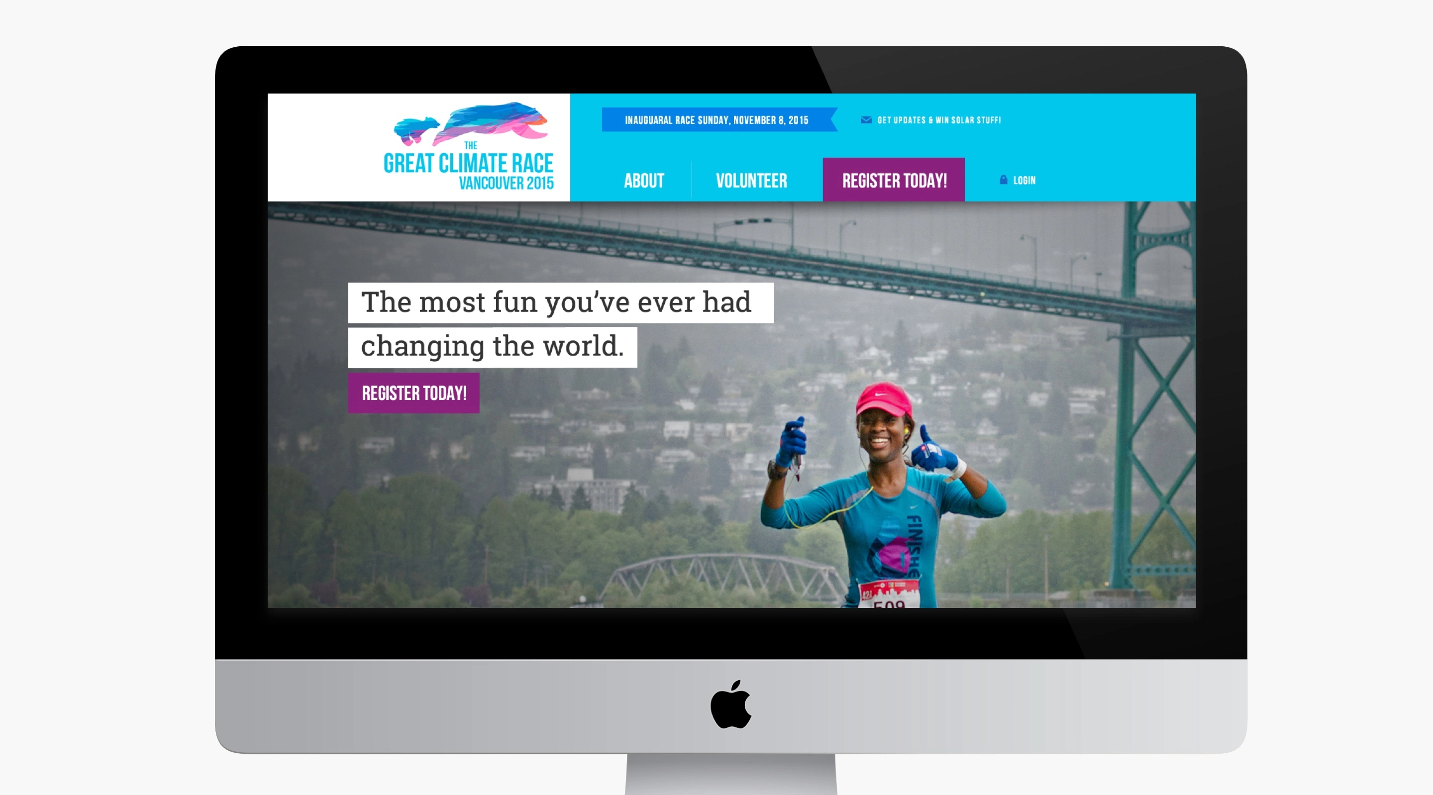 Desktop screen displaying the great climate race website