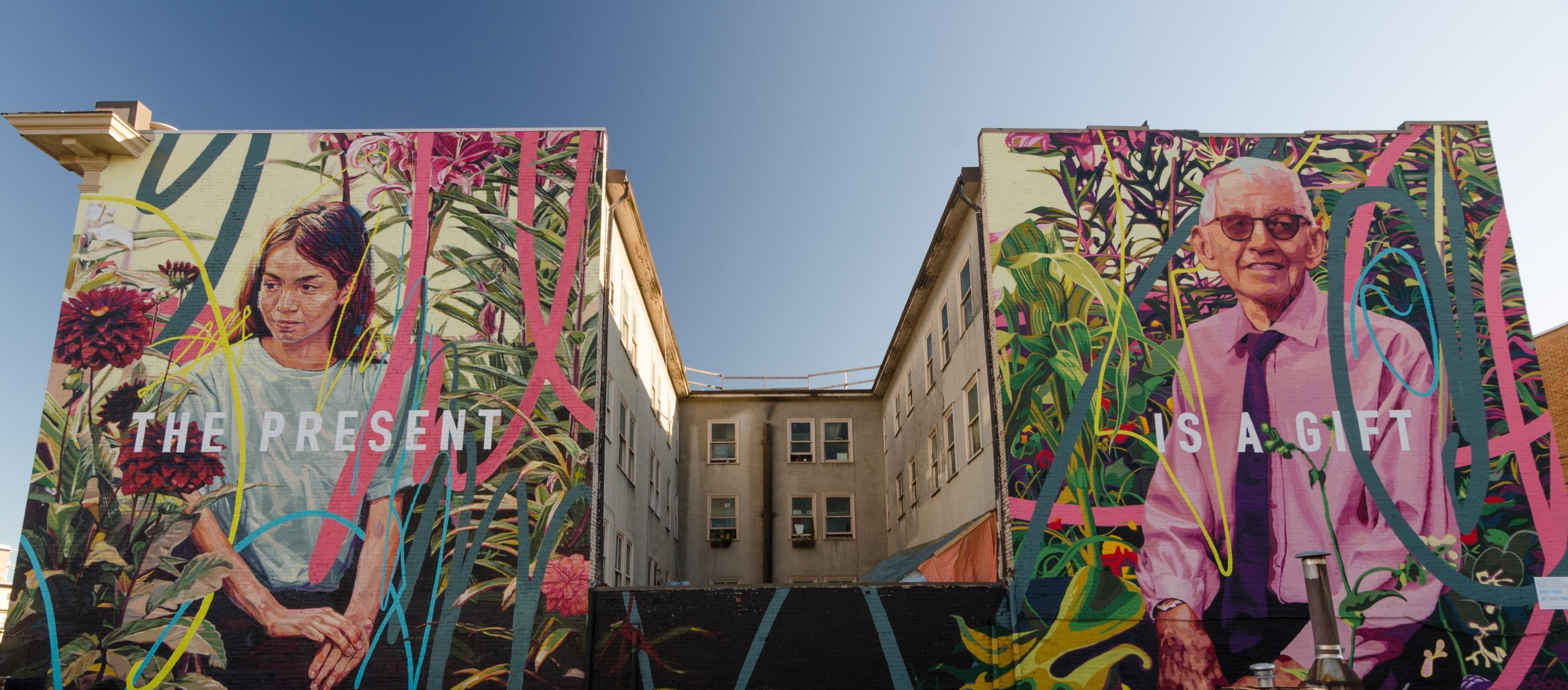 a large building mural