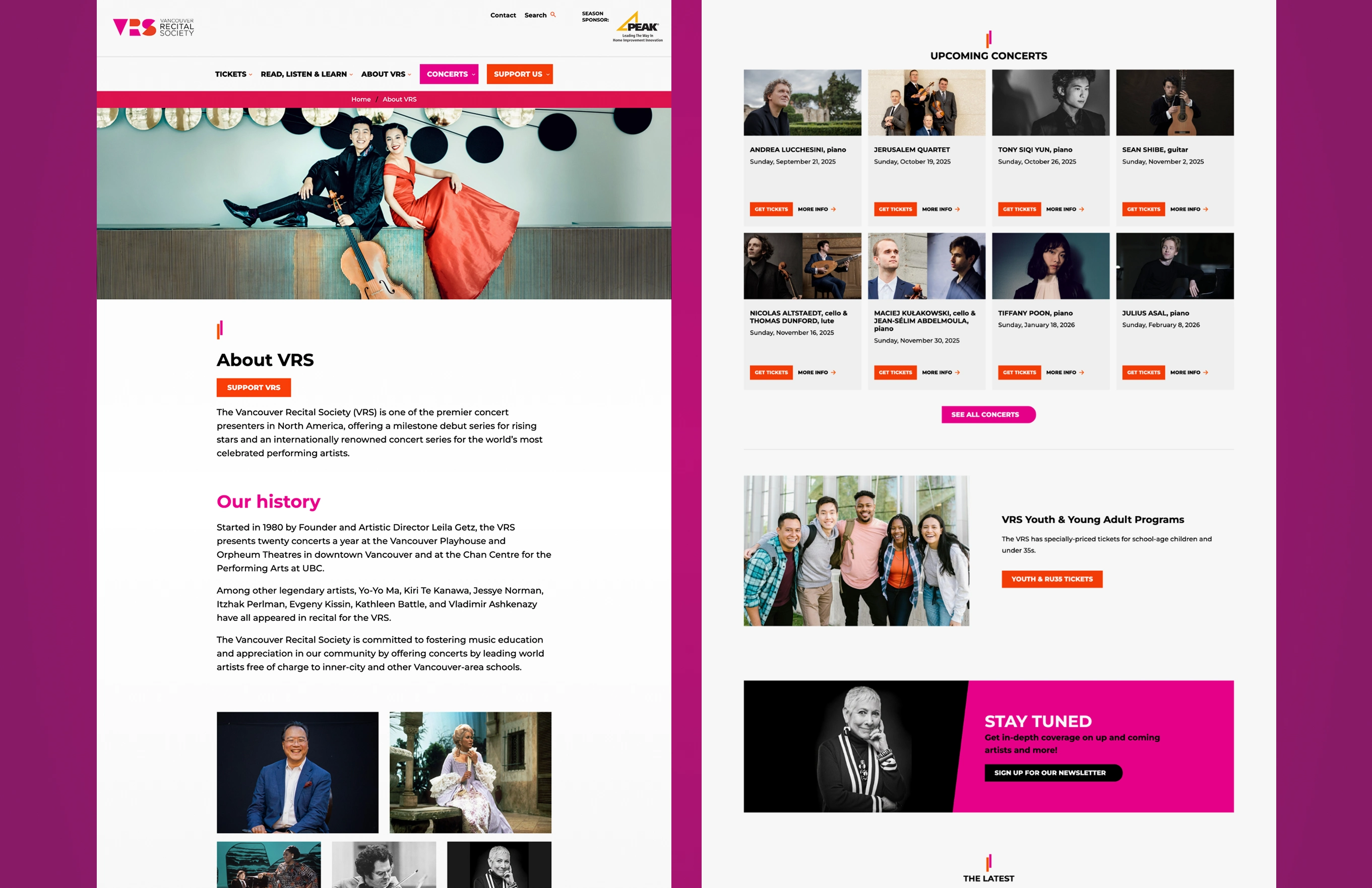 Screenshot of homepage
