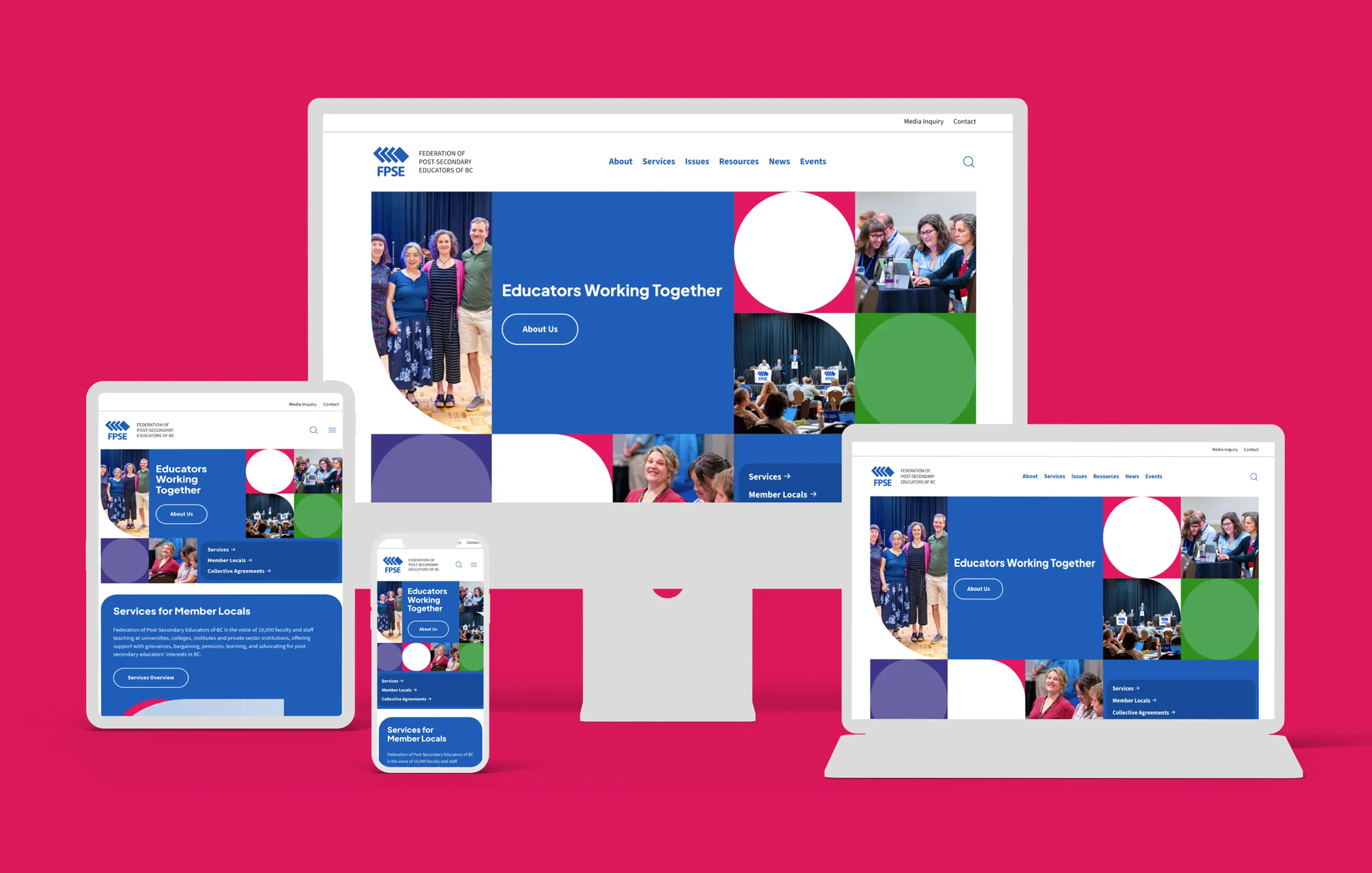 Mockup of FPSE website on Desktop, Laptop, Tablet, and Mobile devices