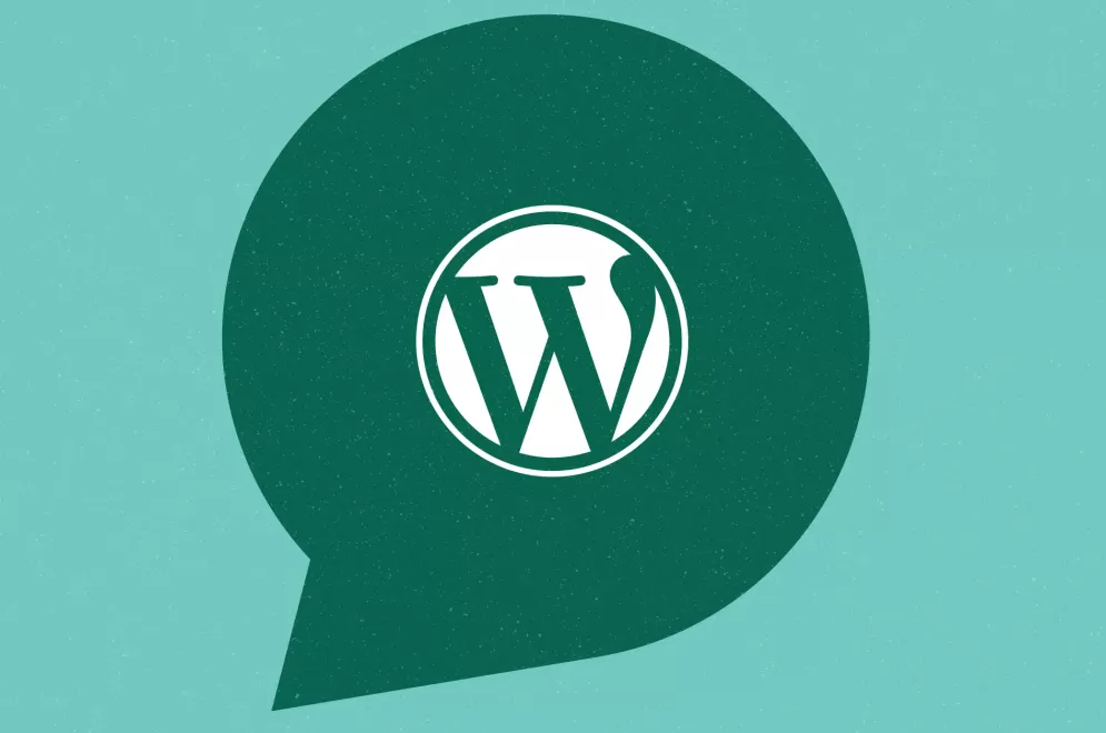 Speech bubble with the WordPress logo