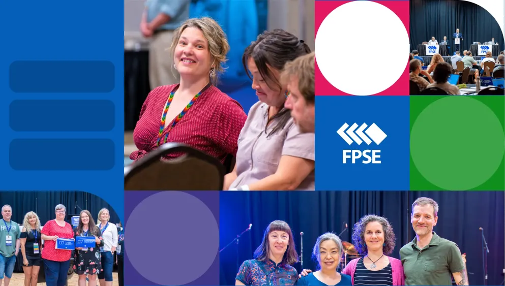 FPSE Banner with community photos and brand elements arranged in a grid format