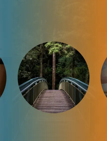 A young woman, a pathway, an older woman
